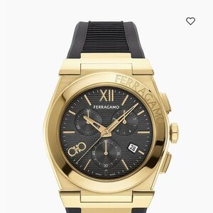 Salvatore Ferragamo Chronograph Gold Case Watch with Black Dial
